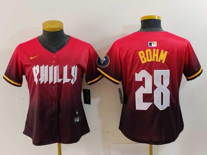Womens Philadelphia Phillies #28 Alec Bohm Red 2024 City Connect Limited Jersey